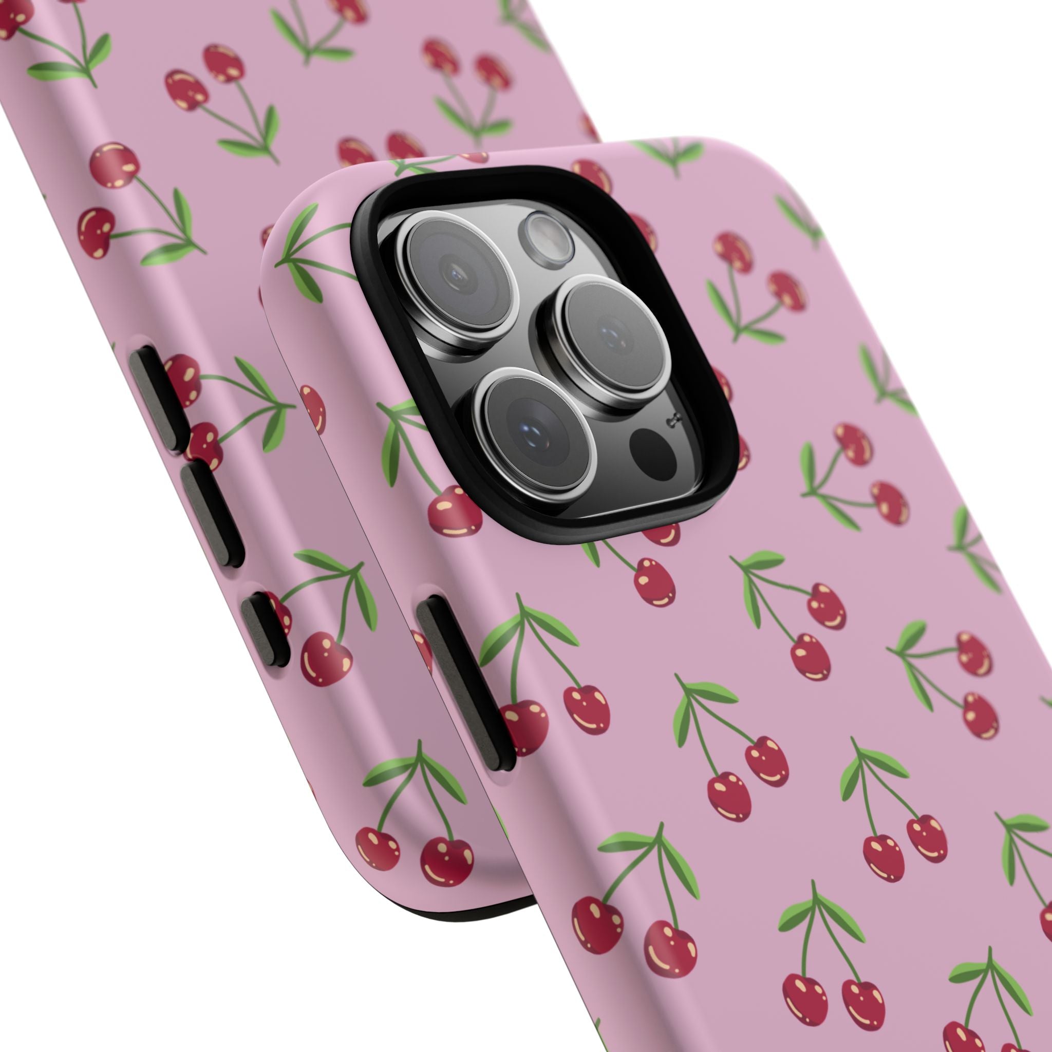 iPhone Cherry Pattern Phone Cases, Floral Tough Cover, Protective Smartphone Shell, Hard Case Gift for Her, Pretty Device Accessories