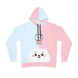 Kawaii Cow Pink and Blue Athletic Hoodie - Cute Anime Animal Pullover, Colorful Cow Sweatshirt, Japanese Style Jumper, Pastel Kawaii Hoodie,