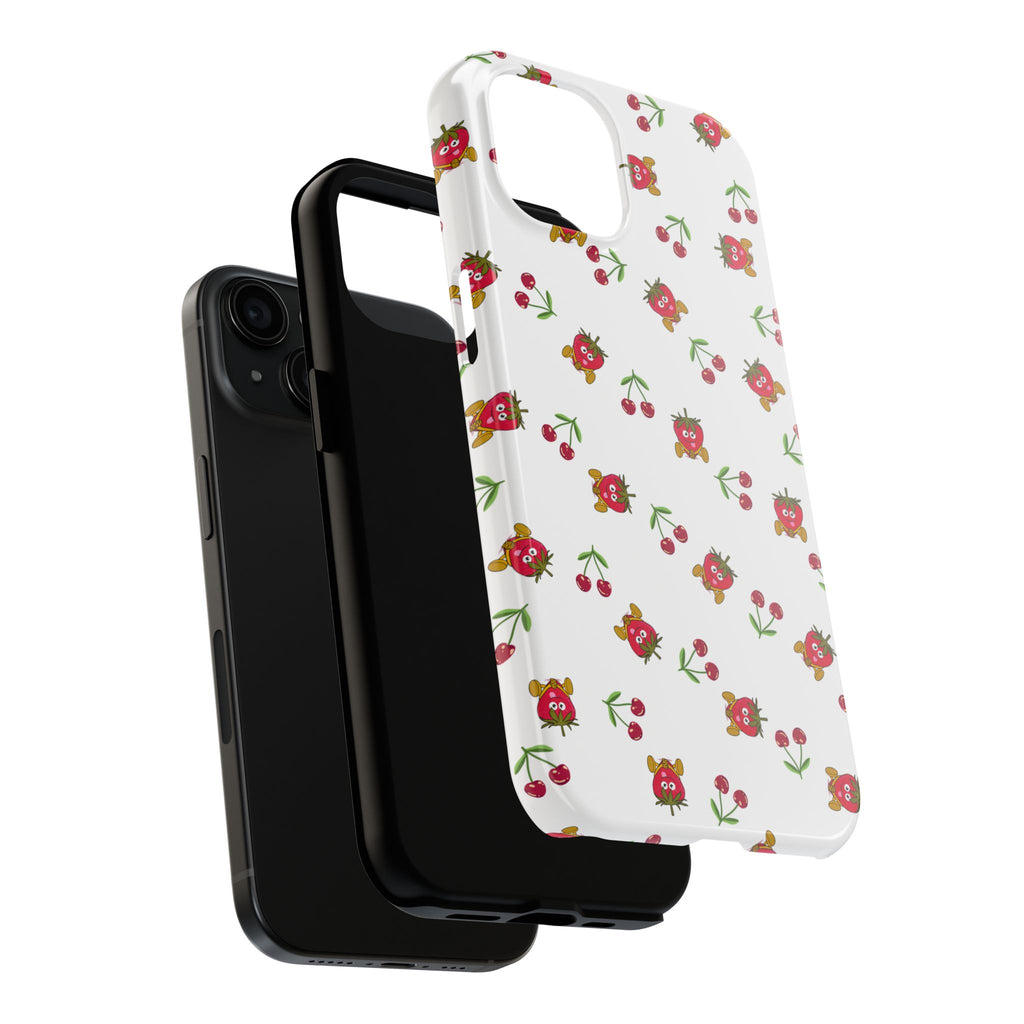 Fruit Patterned Phone Cases, Summer Fruits Phone Covers, Berry Print Tough Cases, Stylish Cell Phone Protectors, Red Fruits Phone