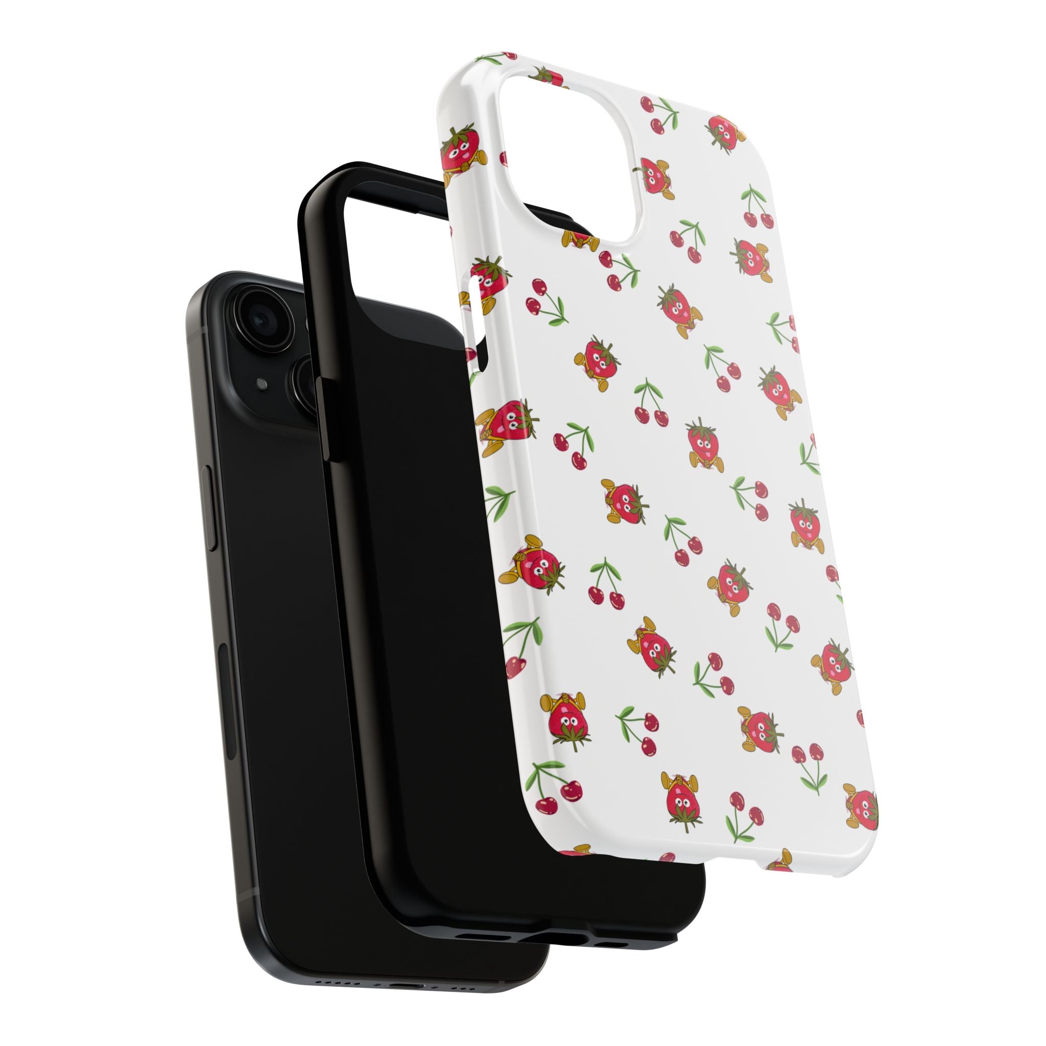 Fruit Patterned Phone Cases, Summer Fruits Phone Covers, Berry Print Tough Cases, Stylish Cell Phone Protectors, Red Fruits Phone