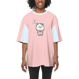 Kawaii Cow Women's Oversized Short-Sleeve T-Shirt-Heavyweight 225g