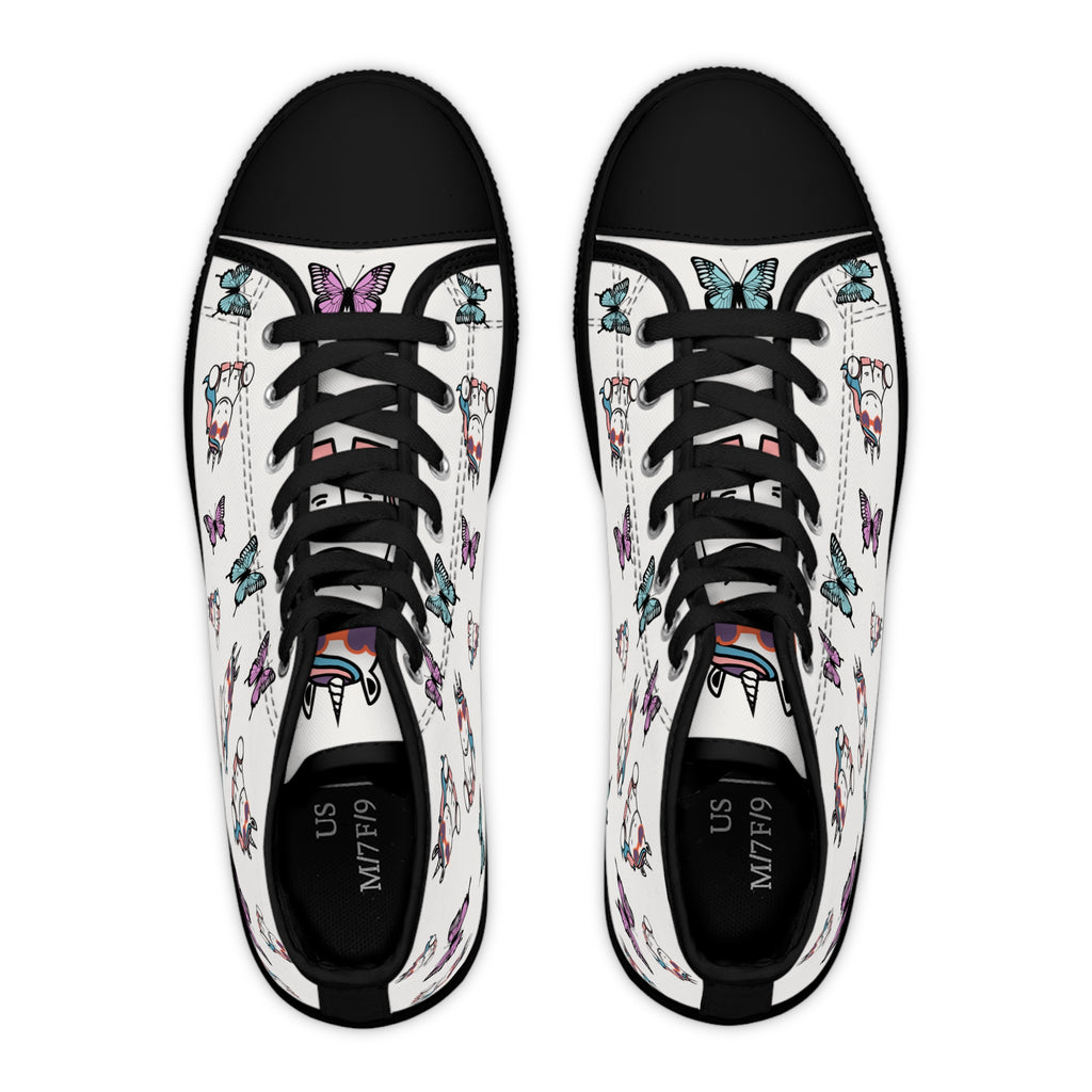 Kawaii Unicorn Women's High Top Sneakers, Cute Sneaker Shoes, Magical Fairy Tale Unicorn Footwear, Gift for Unicorn Lovers, Unicorn