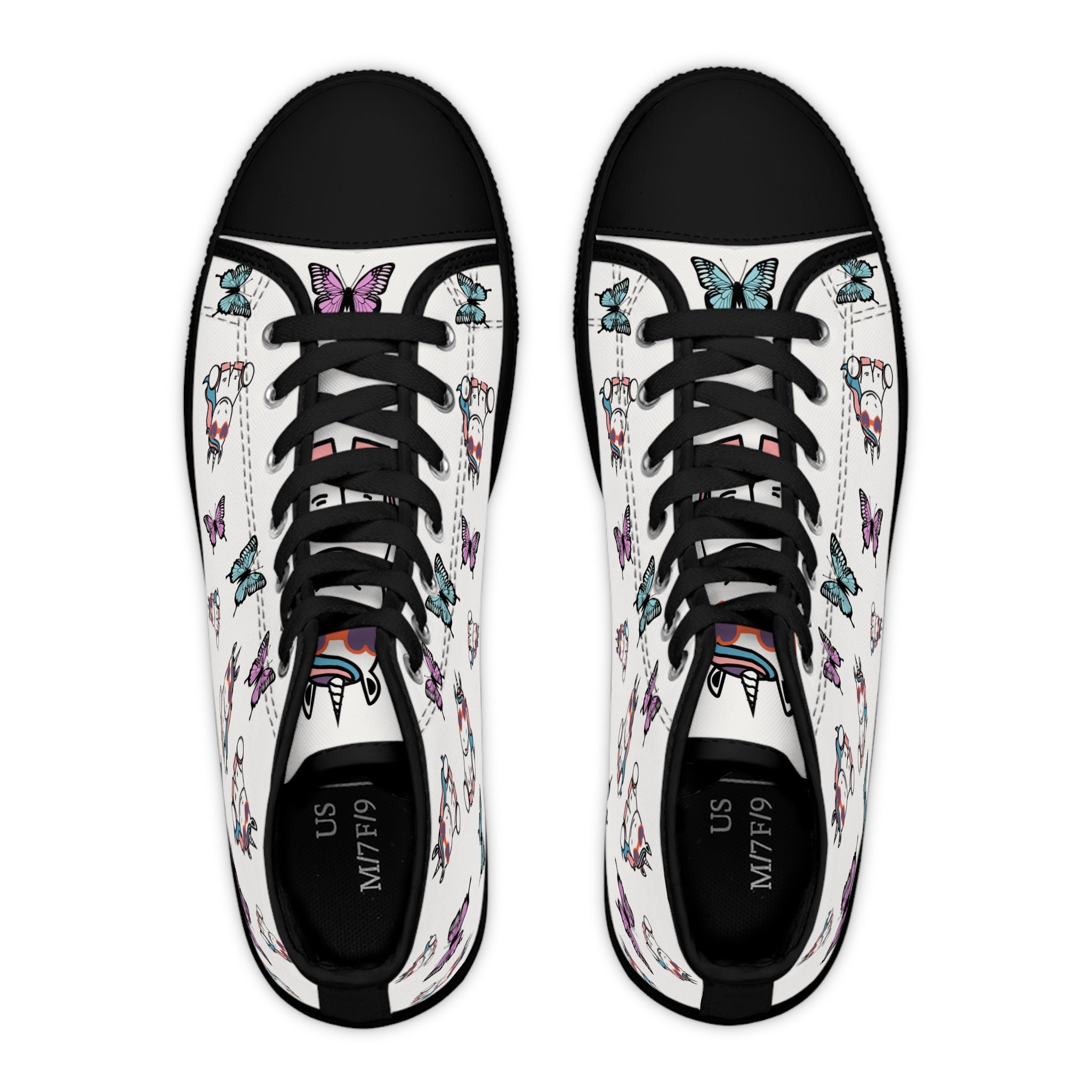 Kawaii Unicorn Women's High Top Sneakers, Cute Sneaker Shoes, Magical Fairy Tale Unicorn Footwear, Gift for Unicorn Lovers, Unicorn