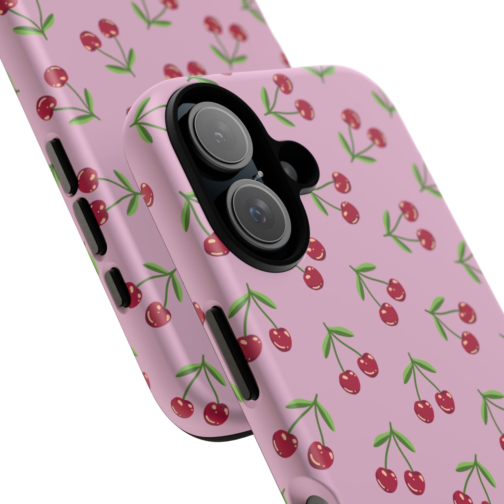 iPhone Cherry Pattern Phone Cases, Floral Tough Cover, Protective Smartphone Shell, Hard Case Gift for Her, Pretty Device Accessories