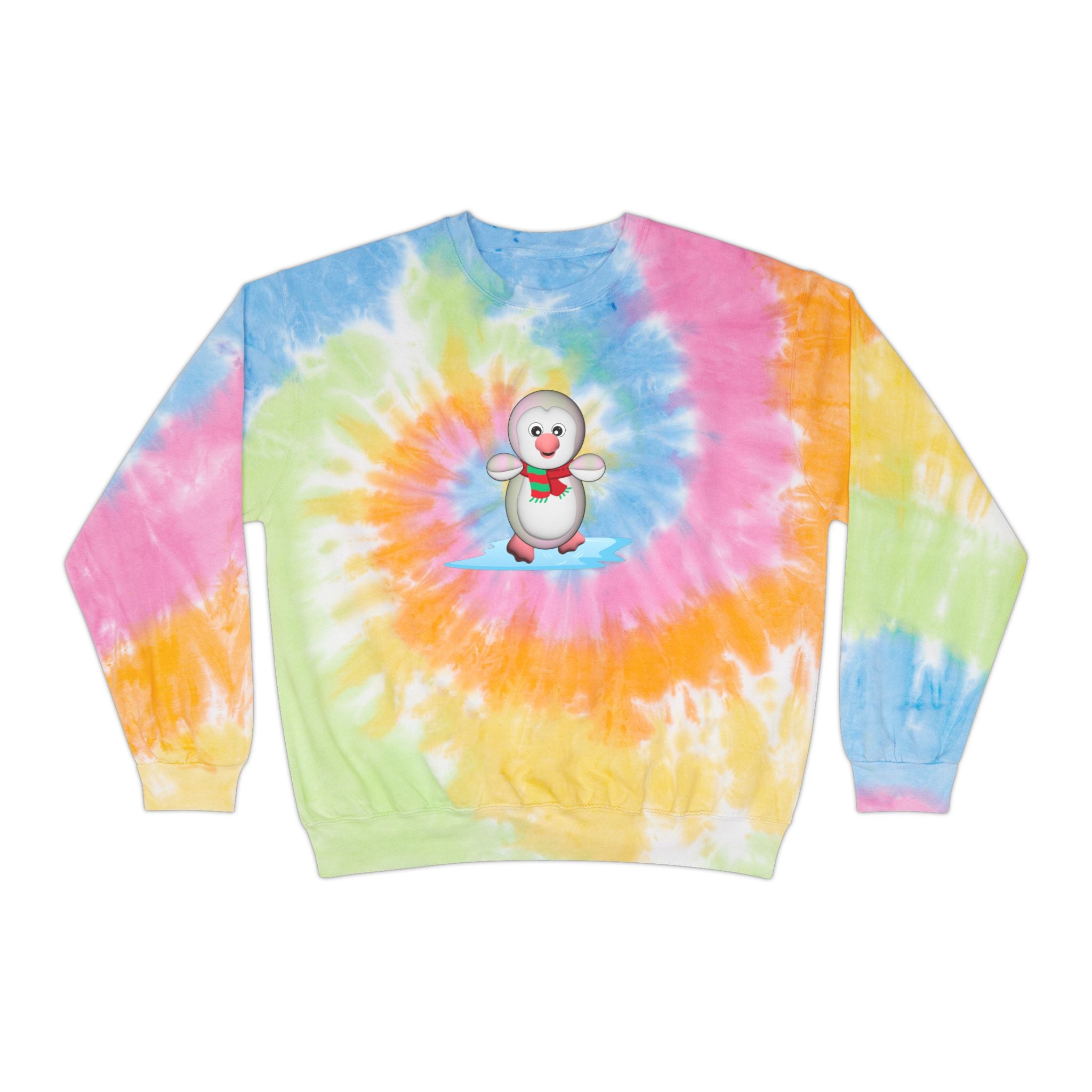 Kawaii Pinguin Sweatshirt, Cute Tie-Dye Jumper, Unisex Penguin Top, Colorful Winter Hoodie, Fun Animal Clothing