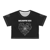 Gothic Spider Web Heart Crop Tee, Halloween Shirt, Goth Clothing, Alternative Fashion, Spooky Vibes