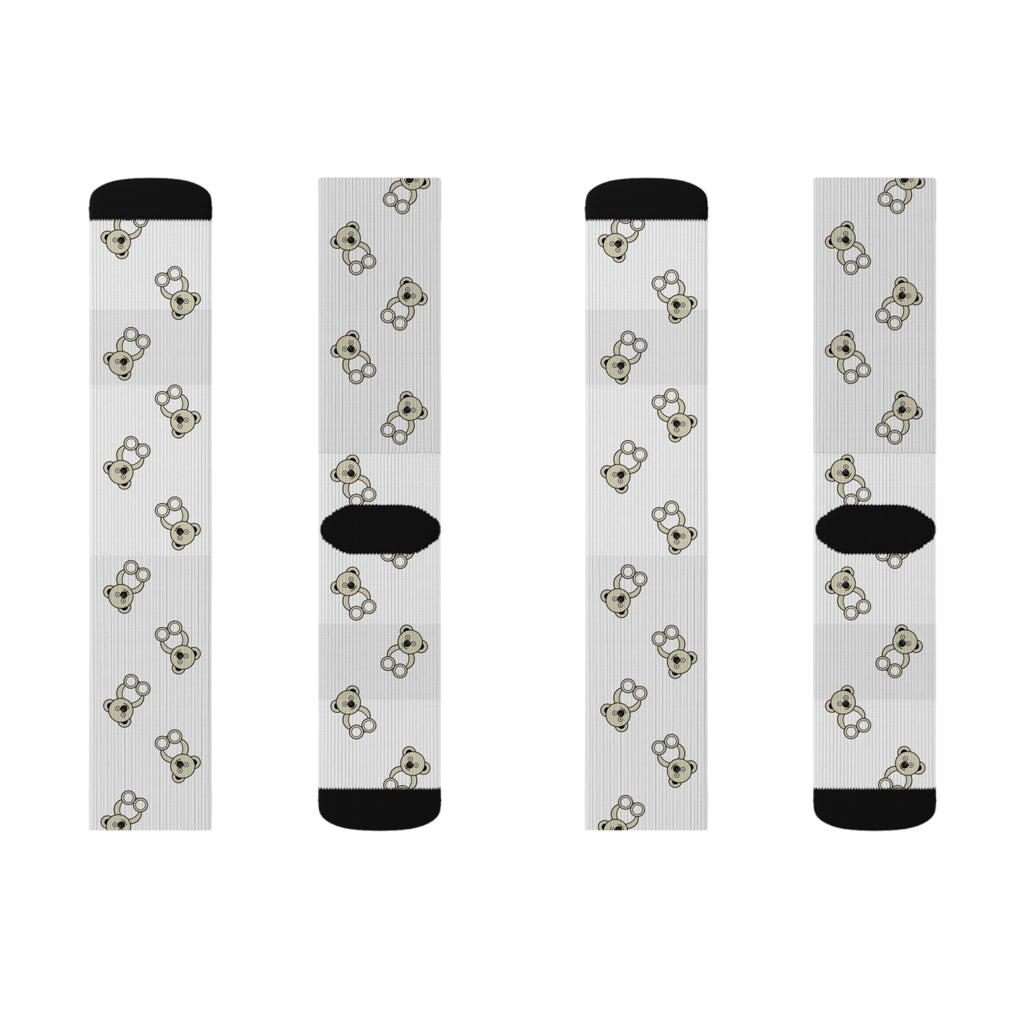 Cute Bears Sublimation Socks, White Bear Pattern Socks, Animal Lover Gift, Cozy Winter Socks, Unique Novelty Socks, Fun Sock Apparel