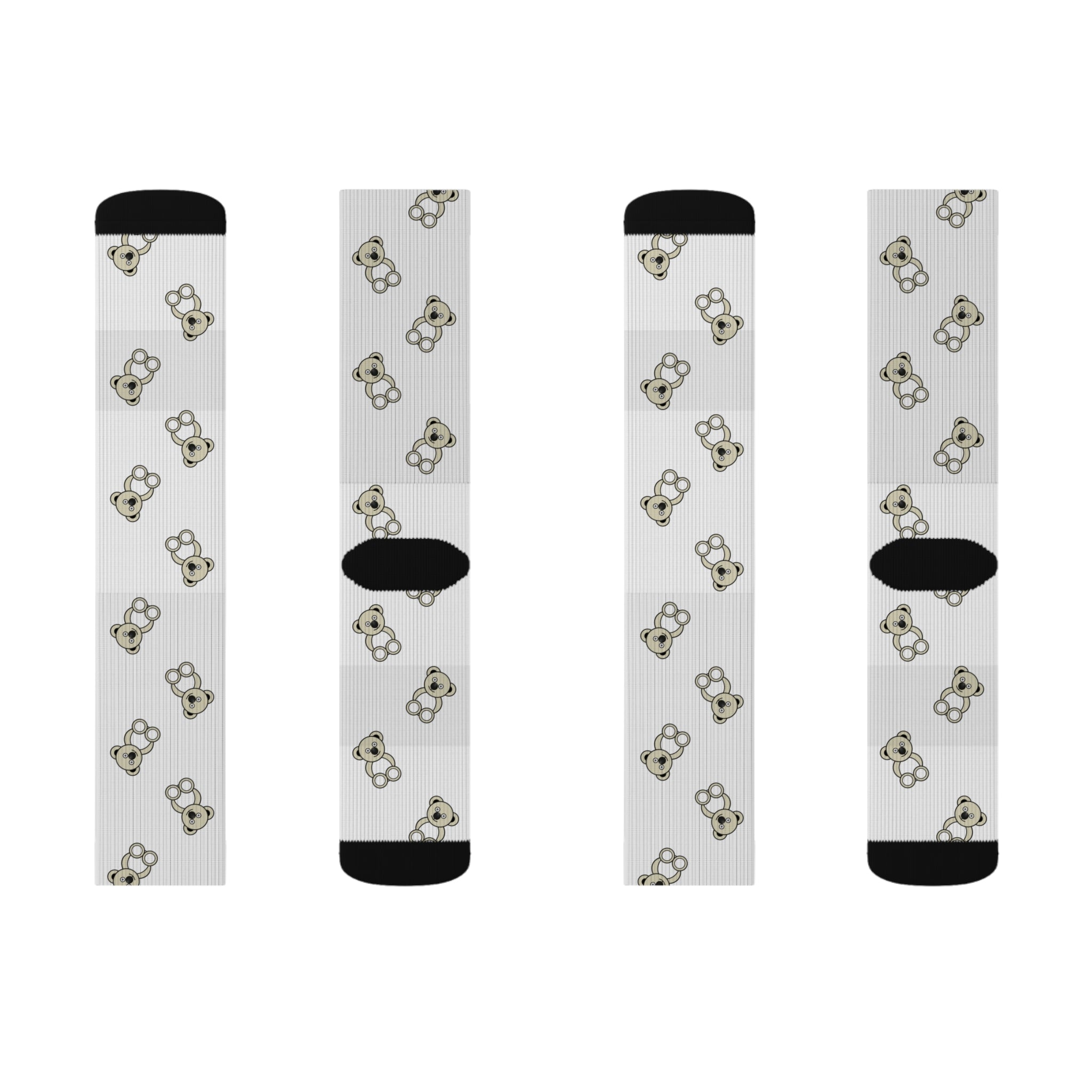 Cute Bears Sublimation Socks, White Bear Pattern Socks, Animal Lover Gift, Cozy Winter Socks, Unique Novelty Socks, Fun Sock Apparel