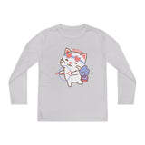 Cute Cupido Cat Youth Tee, Kids Long Sleeve Shirt, Funny Cat Shirt for Girls, Long Sleeve Kids Shirt, Cute Children's Clothing