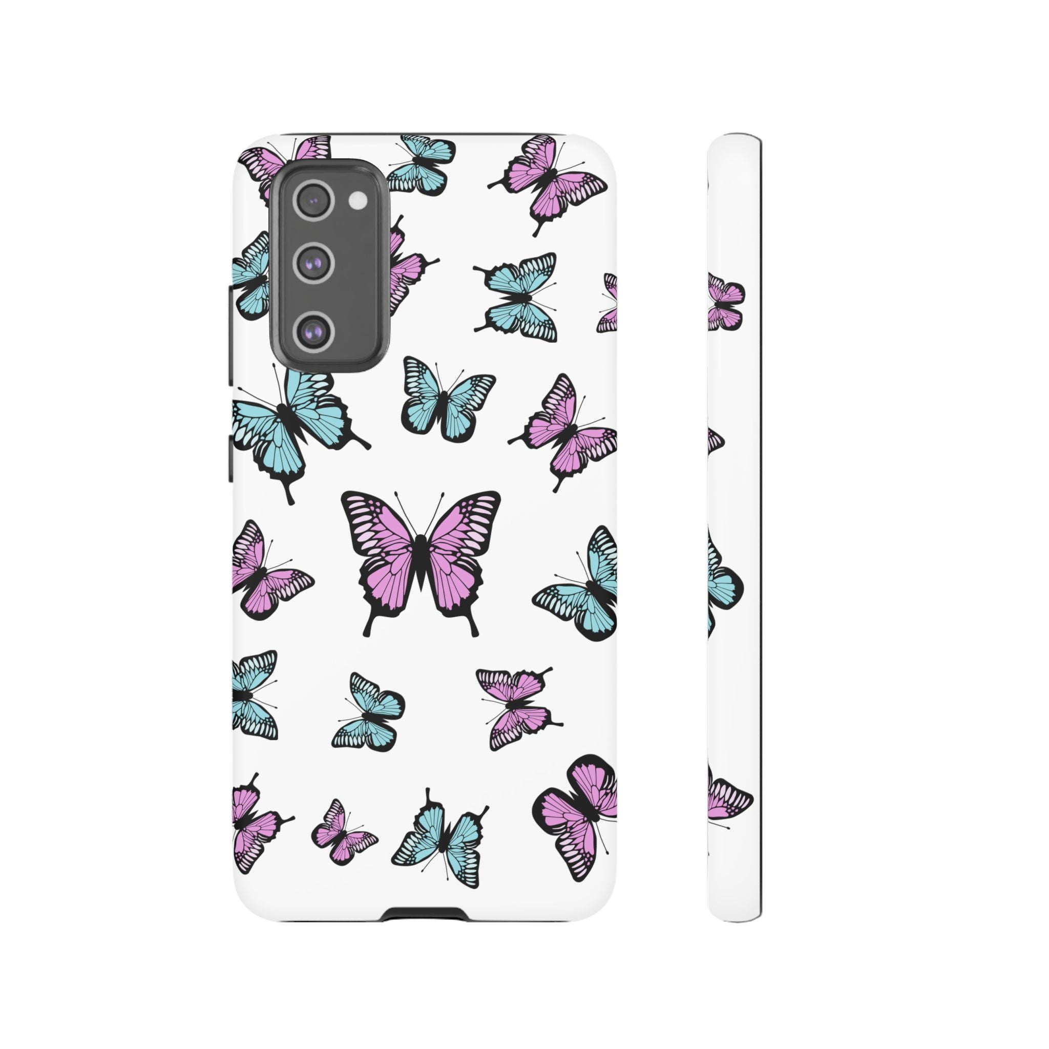 Butterfly Pattern White Background Phone Cases, Protective Cover, Strong Cases, Impact Resistant, Floral Design, Unique Gifts