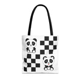 Kawaii Pandas Chessboard Tote Bag