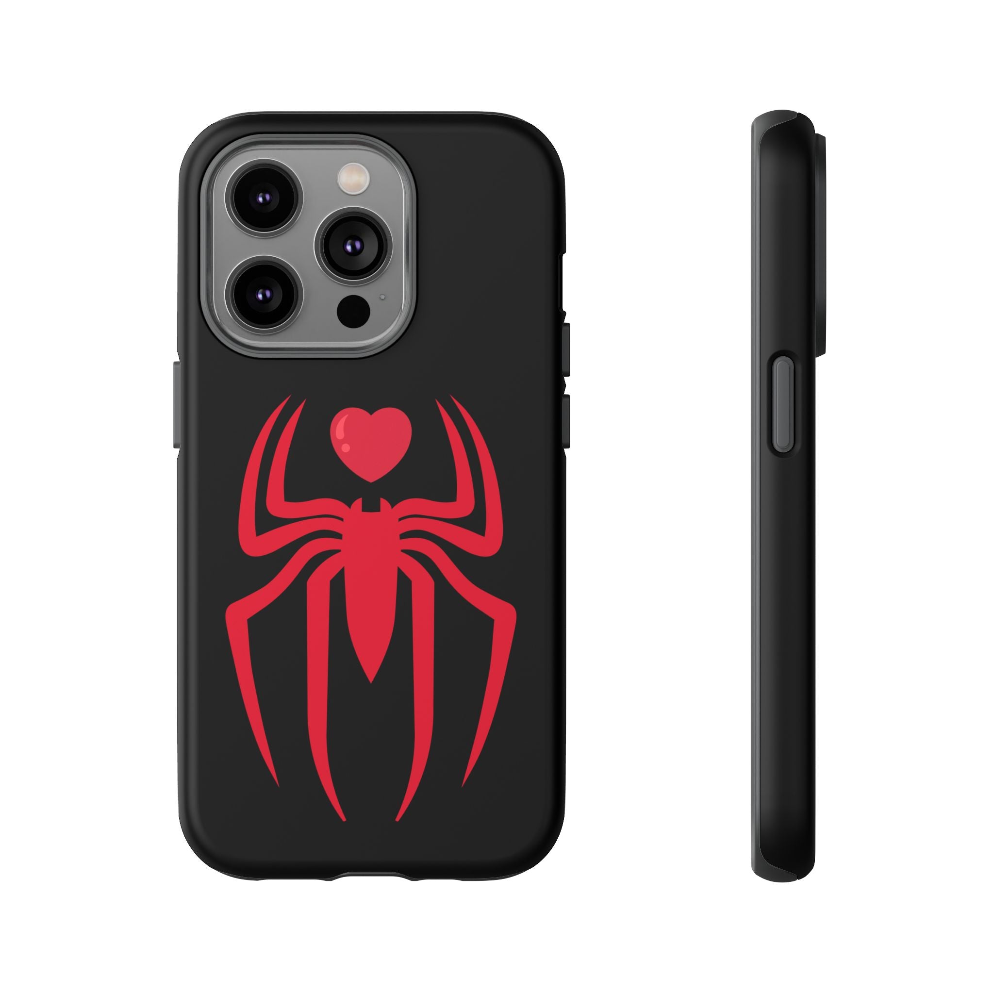 Red Spider Heart Tough iPhone Cases, Spiderweb iPhone Cover, Gothic Phone Accessories, Halloween Gift, Creepy Arachnid iPhone Protectors