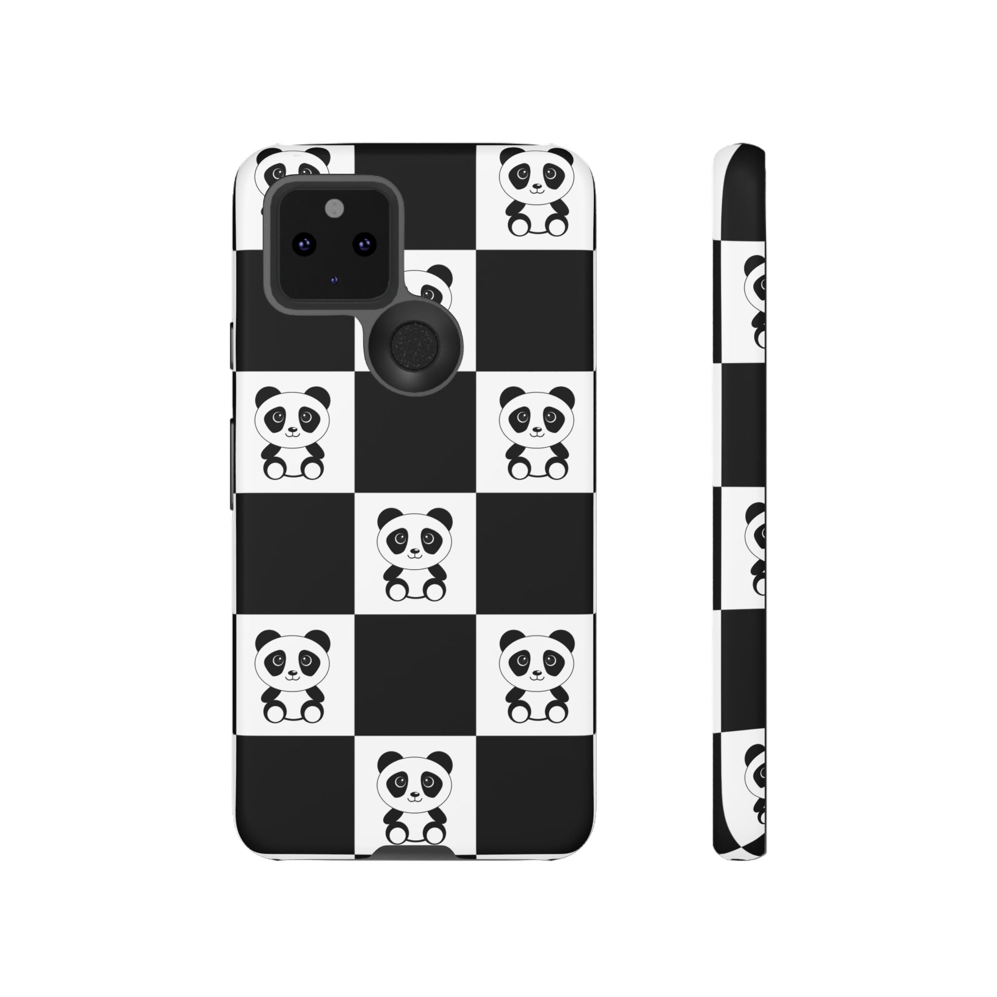 Panda Chessboard Tough Cases, Cute Panda Phone Covers, Chess Pattern iPhone Case, Board Games Phone Accessories, Animal Lover Tech