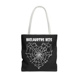 Gothic Spider Web Heart Tote Bag - Creepy Halloween Carryall, Black Widow Arachnid Shoulder Tote, Spooky Goth Shopping Bag, Punk Rock