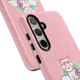 Kawaii Cat Rainbow Tough Cases, Cute Kitty Phone Cover, Protective Phone Case, Adorable Cat Lover Gift, Fun Rainbow Cat Phone Accessories