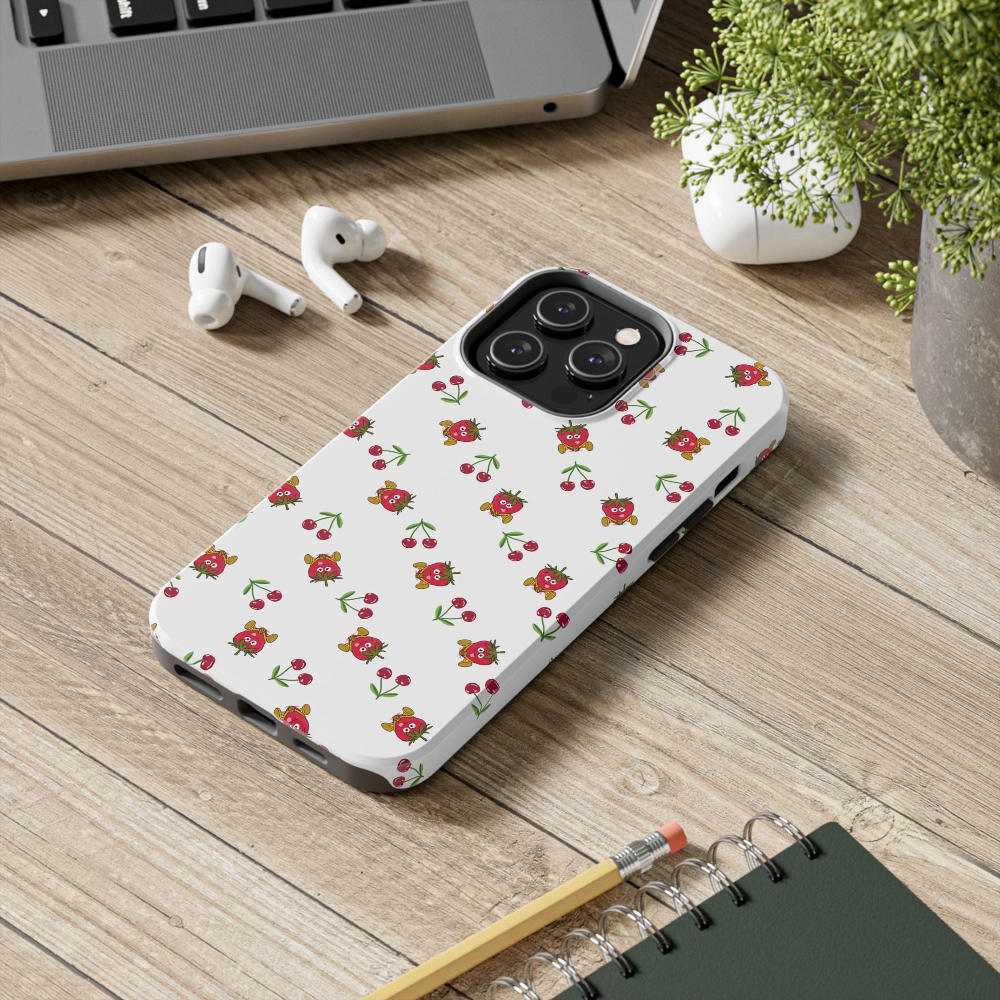 Fruit Patterned Phone Cases, Summer Fruits Phone Covers, Berry Print Tough Cases, Stylish Cell Phone Protectors, Red Fruits Phone