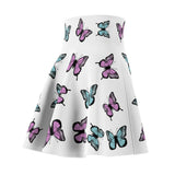 Butterflies Skater Skirt, Women's Fashion, A-Line Skirt, Flowy Butterfly Print, Summer Clothing, Cute Girly Skirt