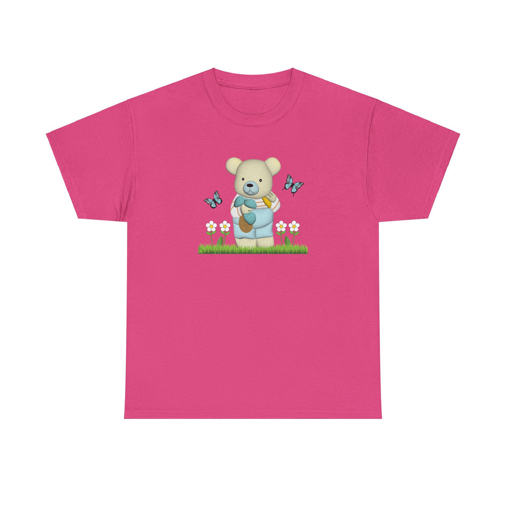 Garden Bear with Butterflies T-Shirt, Cute Bear Shirt, Nature Lover Tee, Botanical Garden Top, Wildlife Animal Unisex Tee