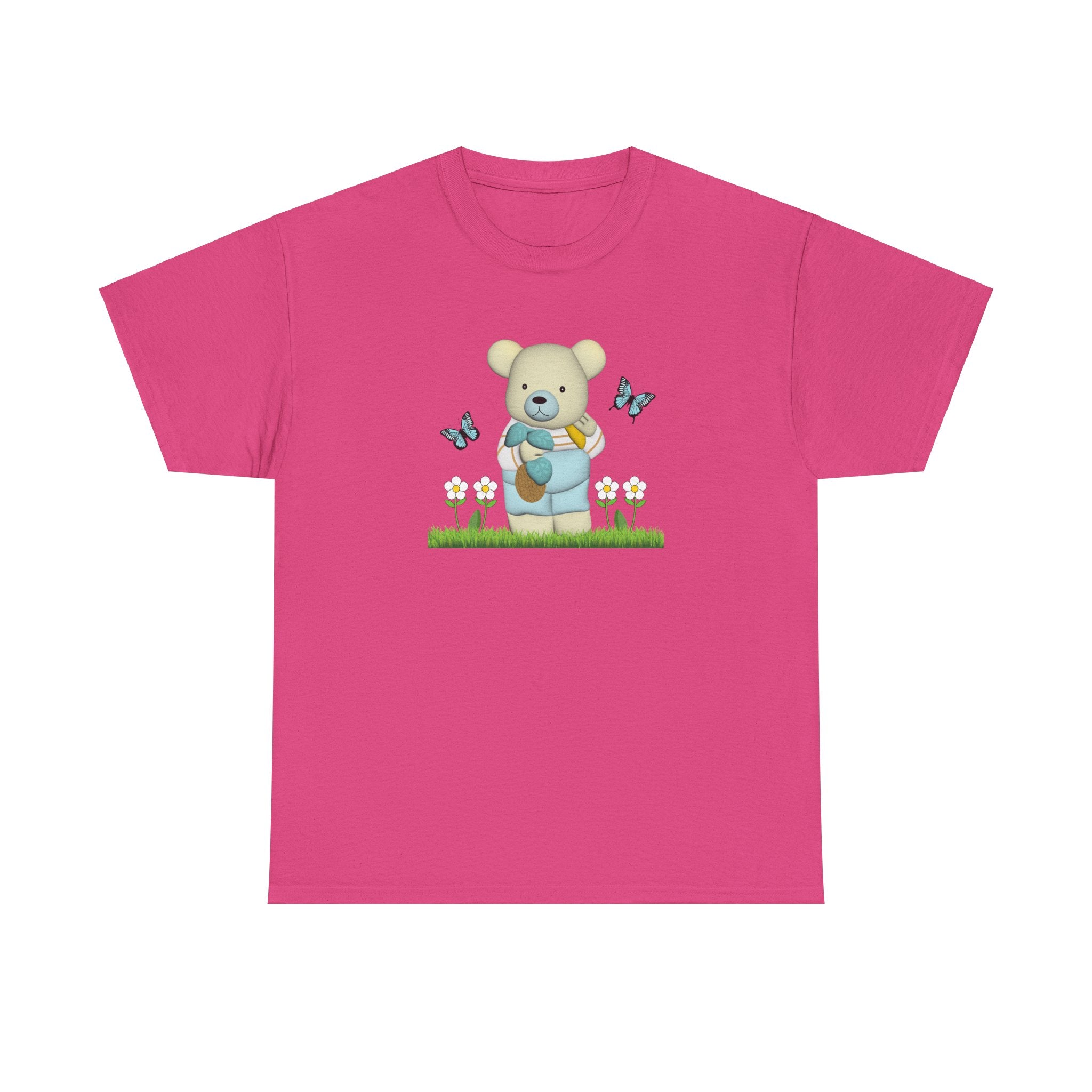 Garden Bear with Butterflies T-Shirt, Cute Bear Shirt, Nature Lover Tee, Botanical Garden Top, Wildlife Animal Unisex Tee