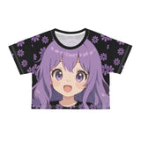Anime Blossom Crop Tee - Kawaii Japanese Floral Graphic Top