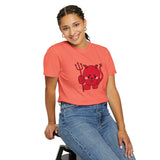 Kawaii Devil Shirt, Cute Demon Garment-Dyed T-shirt, Pastel Grunge Top, Harajuku Inspired Clothing