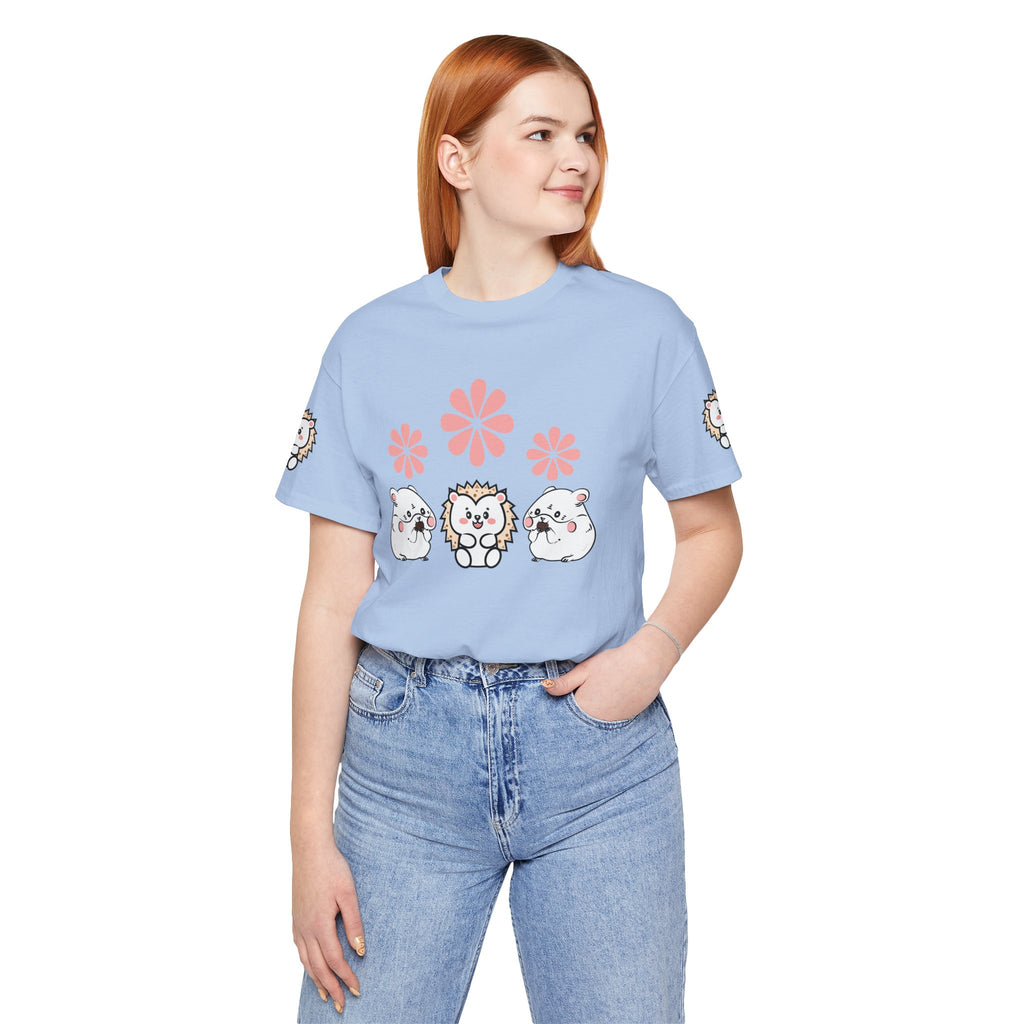 Cute Animal Tee - Hedgehog & Hamster Shirt - Happy Critter Top