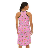 Cool Cats Pattern Pink Women's Racerback Dress