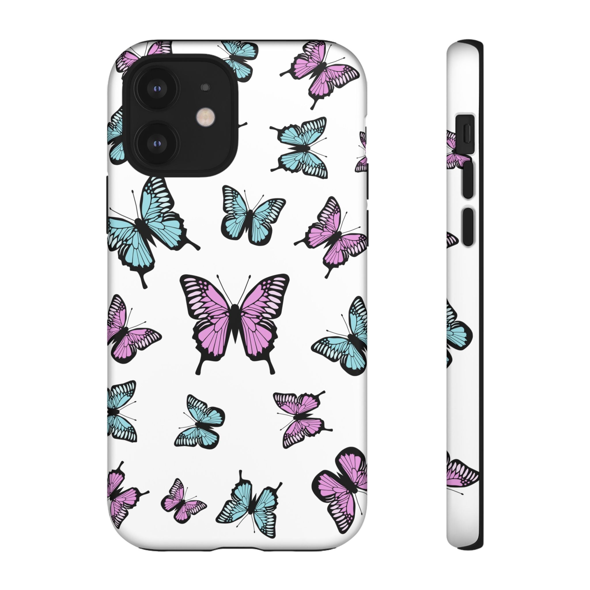 Butterfly Pattern White Background Phone Cases, Protective Cover, Strong Cases, Impact Resistant, Floral Design, Unique Gifts