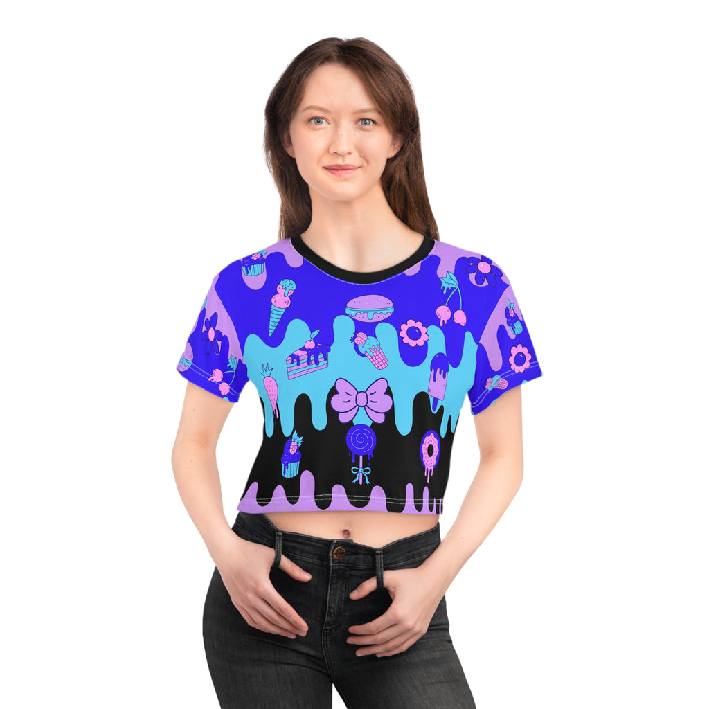 Kawaii Pastel Candy Drip Crop Tee