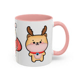 Kawaii Santa Claus With Reindeers Accent Coffee Mug, Christmas Coffee Cup, Holiday Mug, Festive Drinkware, Ceramic Tea Mug