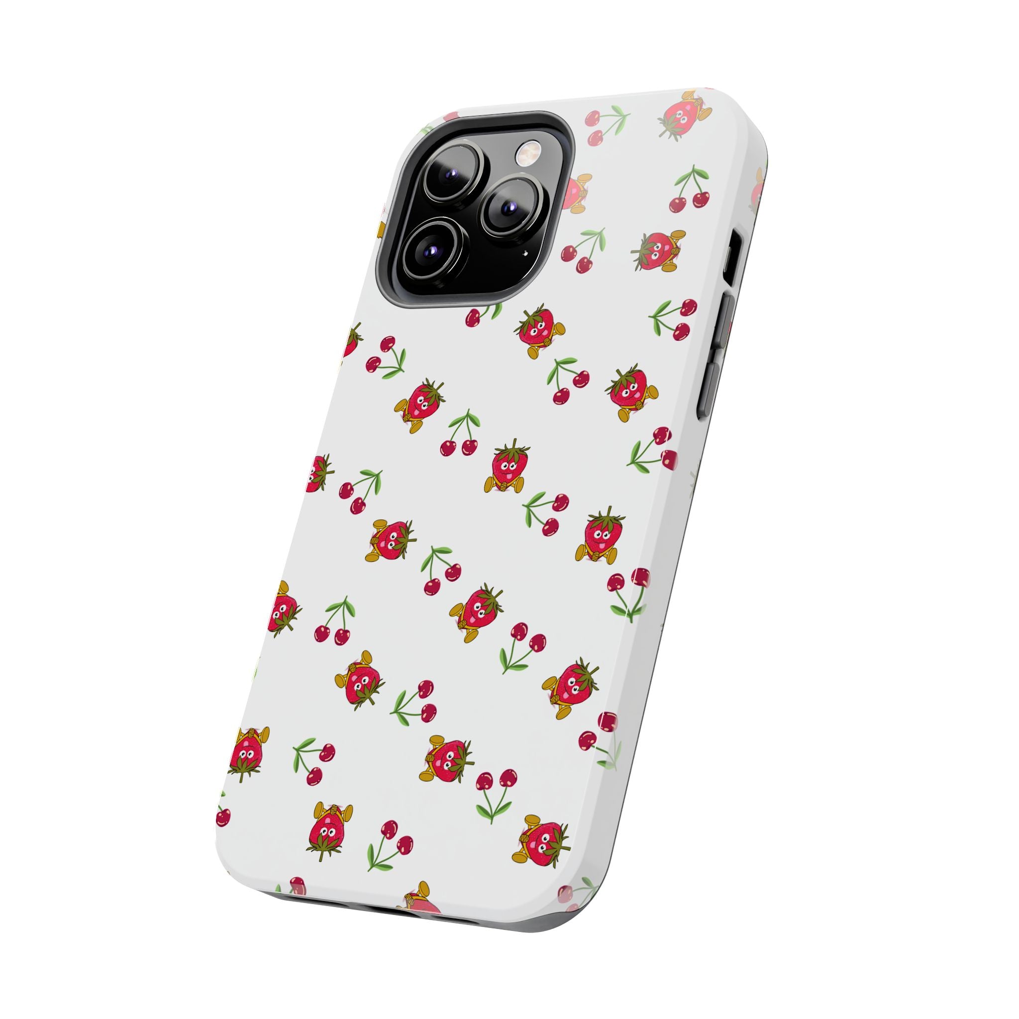 Fruit Patterned Phone Cases, Summer Fruits Phone Covers, Berry Print Tough Cases, Stylish Cell Phone Protectors, Red Fruits Phone