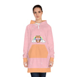 Kawaii Tiger Women's Hoodie Dress, Tiger Print Hooded Sweatshirt Dress, Cute Animal Graphic Pullover Dress, Japanese Kawaii Fashion