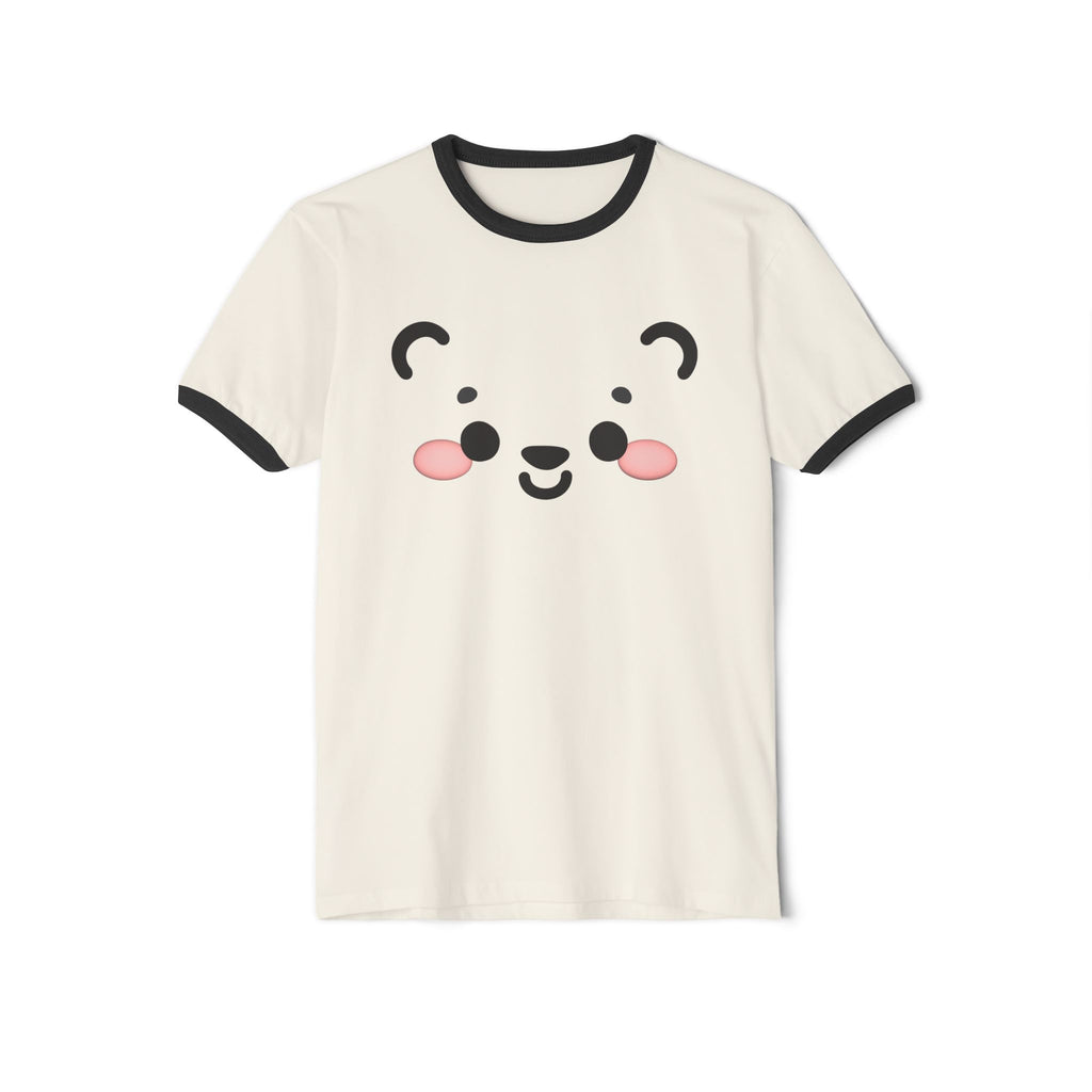 Kawaii Bear Face Cotton Ringer T-Shirt | Blush Bear Ringer Tee