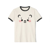 Kawaii Bear Face Cotton Ringer T-Shirt | Blush Bear Ringer Tee
