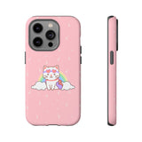 Kawaii Cat Rainbow Tough Cases, Cute Kitty Phone Cover, Protective Phone Case, Adorable Cat Lover Gift, Fun Rainbow Cat Phone Accessories