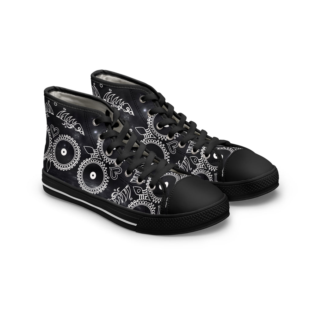 Skulls Women's High Top Sneakers - Gothic Punk Shoes