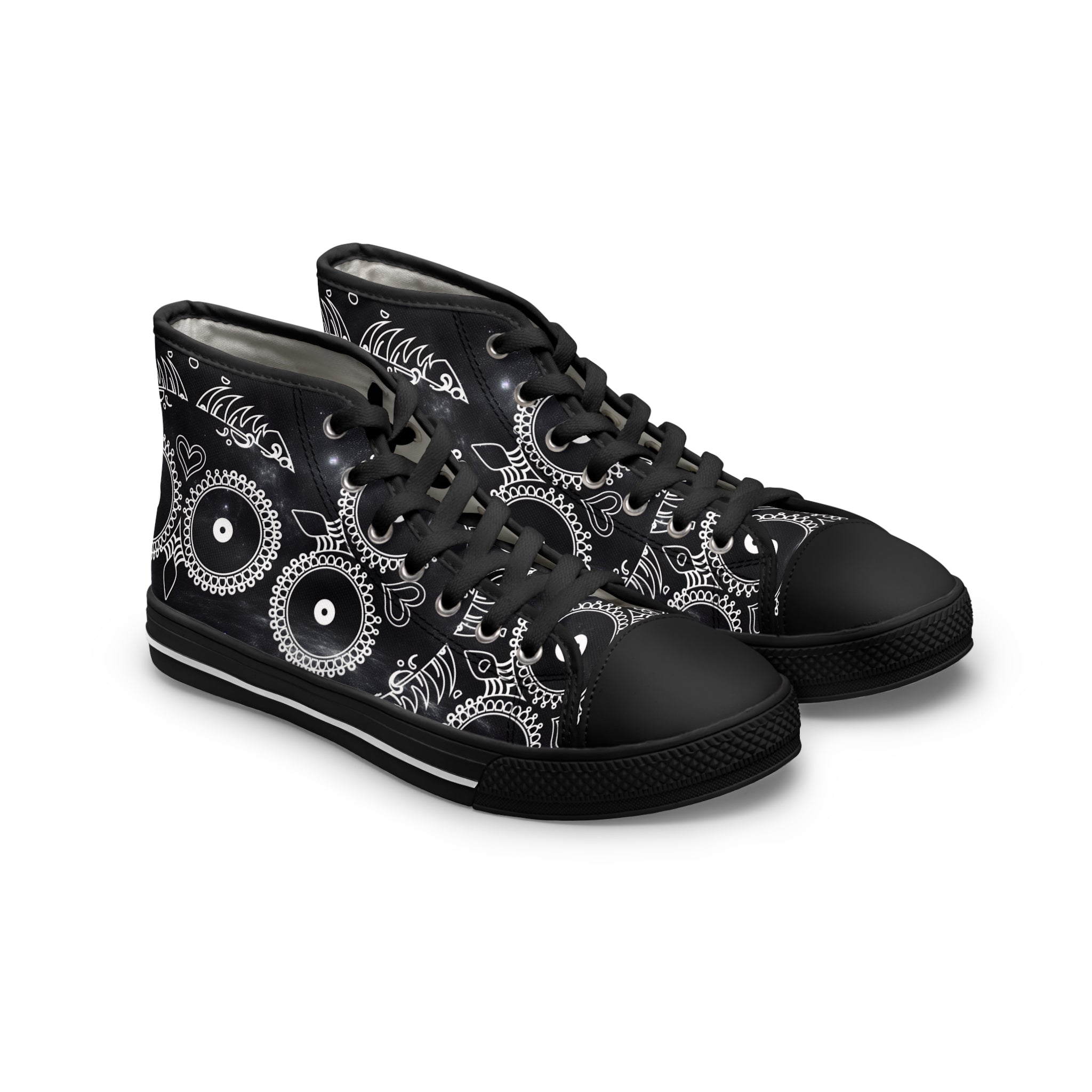 Skulls Women's High Top Sneakers - Gothic Punk Shoes