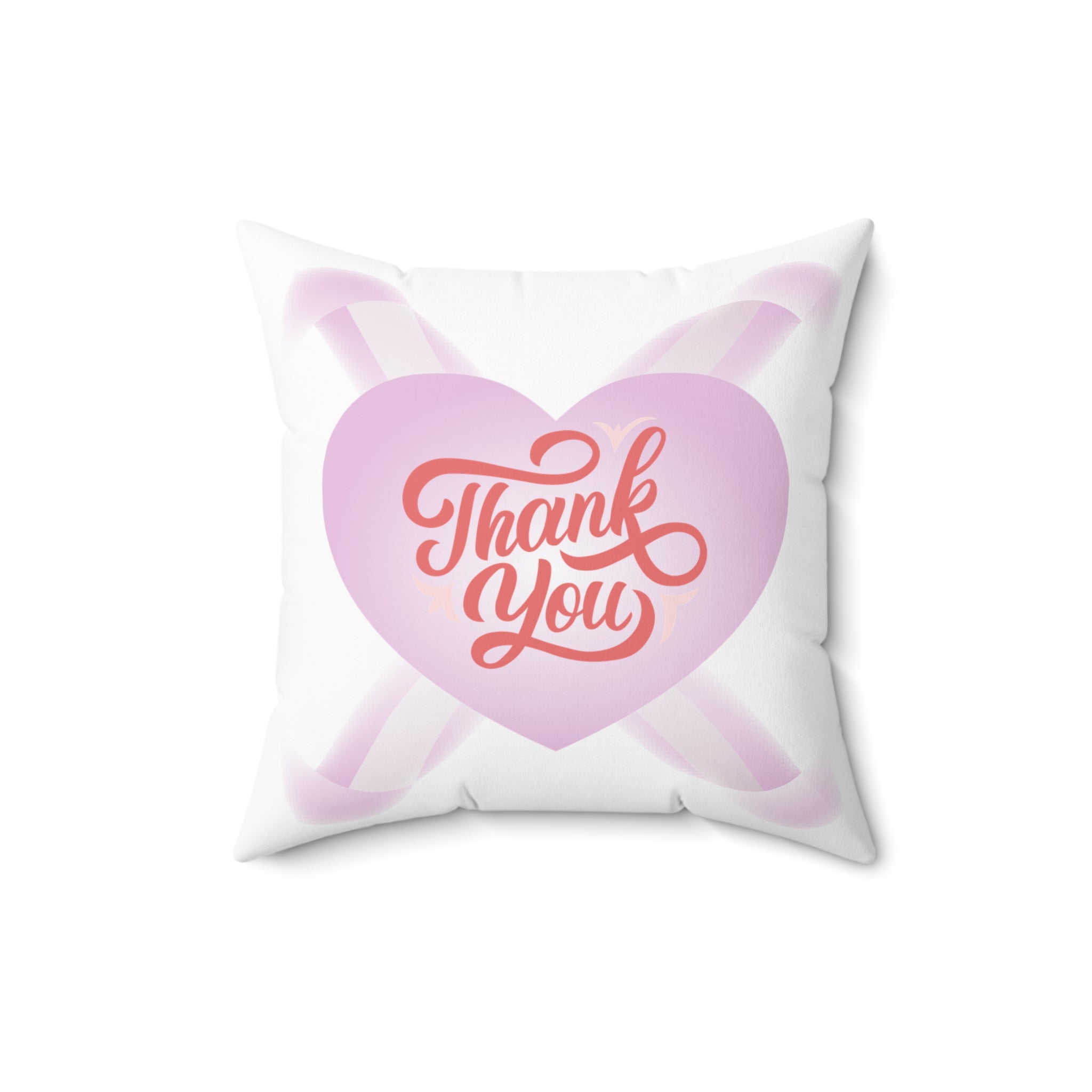 Thank You Heart Banner Spun Polyester Square Pillow