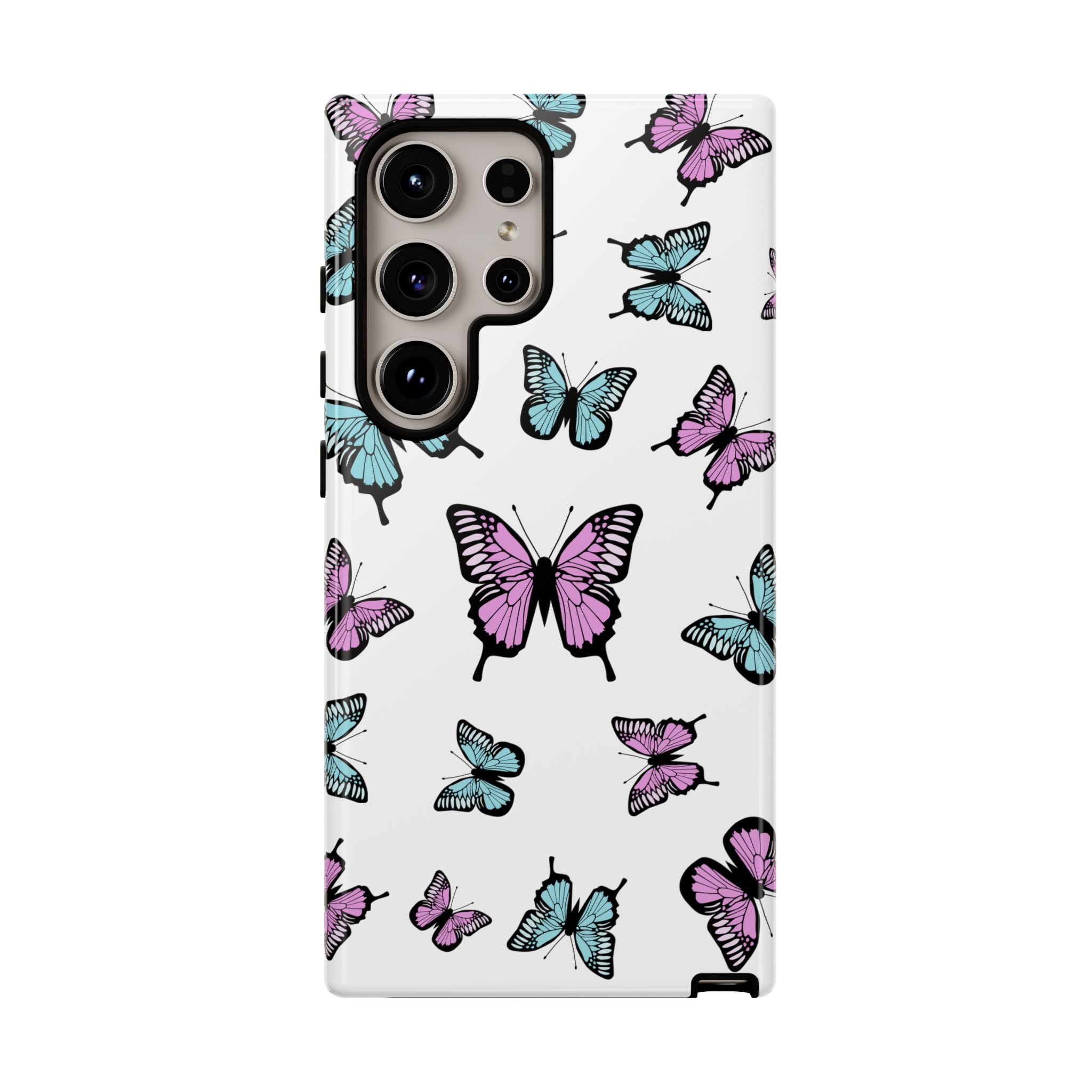 Butterfly Pattern White Background Phone Cases, Protective Cover, Strong Cases, Impact Resistant, Floral Design, Unique Gifts