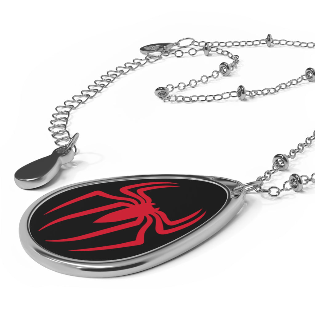 Red Spider Oval Necklace - Gothic Jewelry - Halloween Accessory