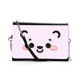 Kawaii Blush Bear Chain Bag – Women’s Multifunctional PU Leather Satchel | Crossbody & Shoulder Bag