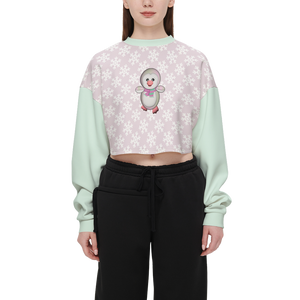 Kawaii Pinguin Women's Cropped Crewneck Sweatshirt-Techno Scuba Knit