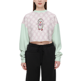 Kawaii Pinguin Women's Cropped Crewneck Sweatshirt-Techno Scuba Knit