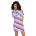 Kawaii Unicorn & Rainbow Women's Short-Sleeve T-Shirt Dress - Premium Heavyweight Fabric