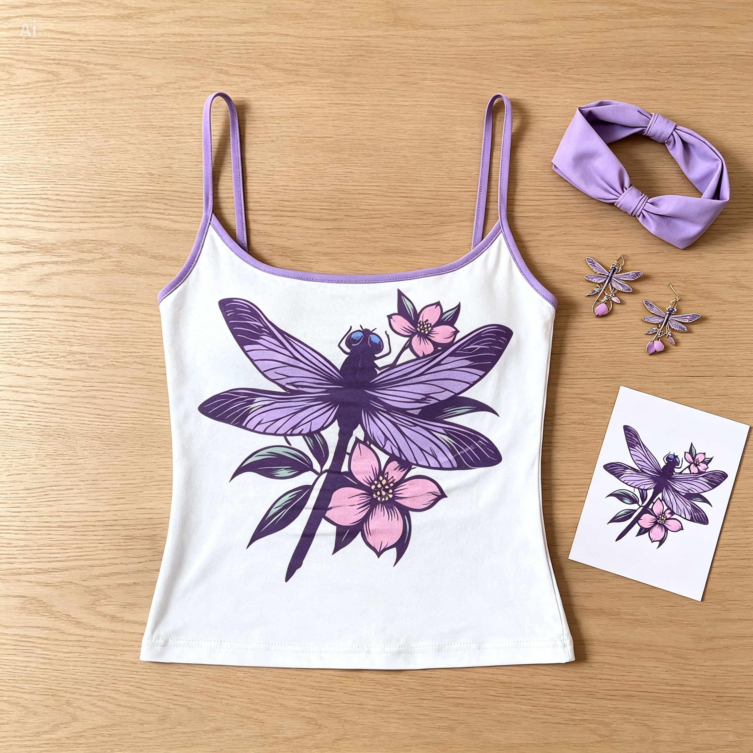 Purple Dragonfly Tank Top – Nature Inspired Spaghetti Strap Cami
