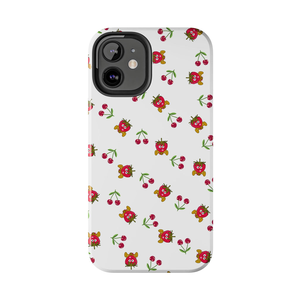 Fruit Patterned Phone Cases, Summer Fruits Phone Covers, Berry Print Tough Cases, Stylish Cell Phone Protectors, Red Fruits Phone