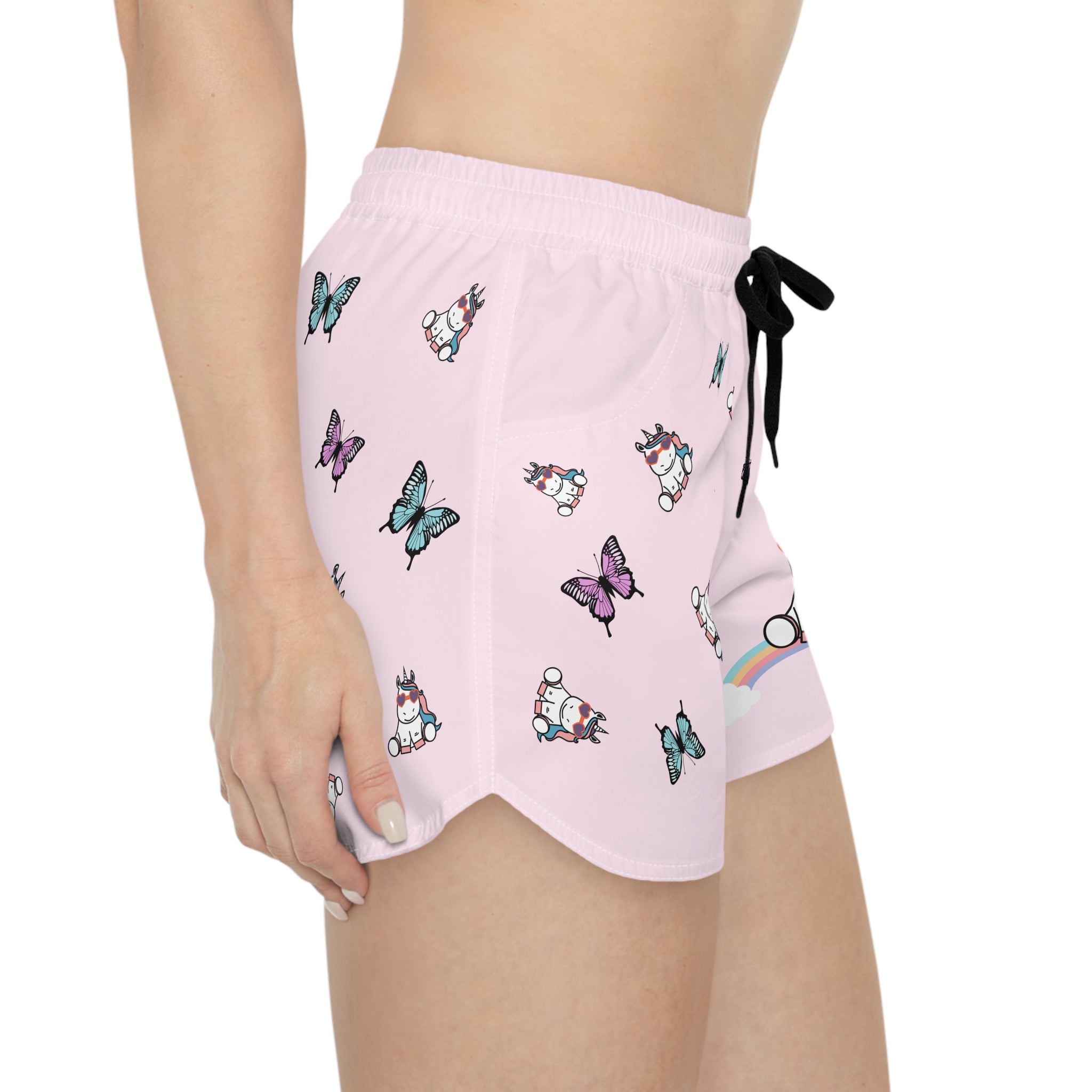 Kawaii Unicorn Shorts for Women, Cute Butterfly Pink Lounge Shorts, Comfy Pajama Bottoms, Casual Summer Beachwear, Fun Sleepwear