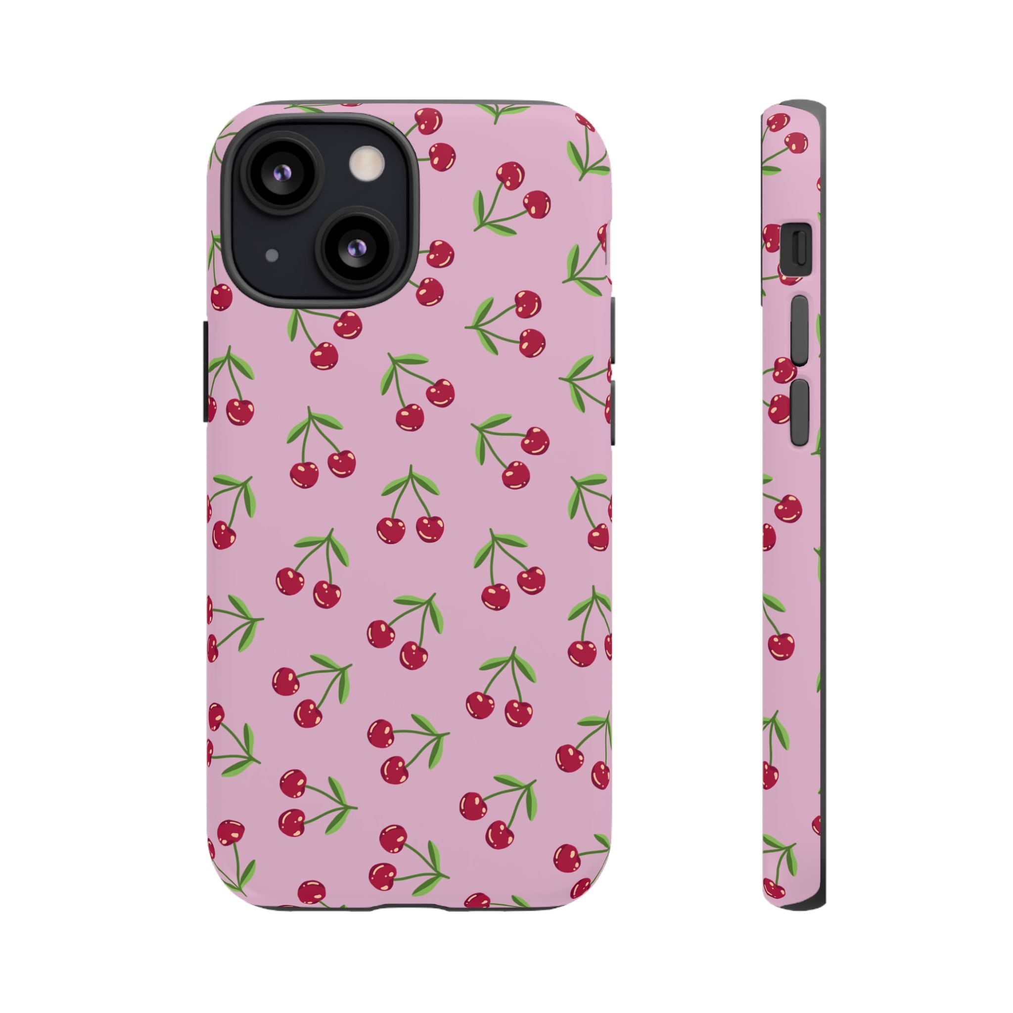 iPhone Cherry Pattern Phone Cases, Floral Tough Cover, Protective Smartphone Shell, Hard Case Gift for Her, Pretty Device Accessories