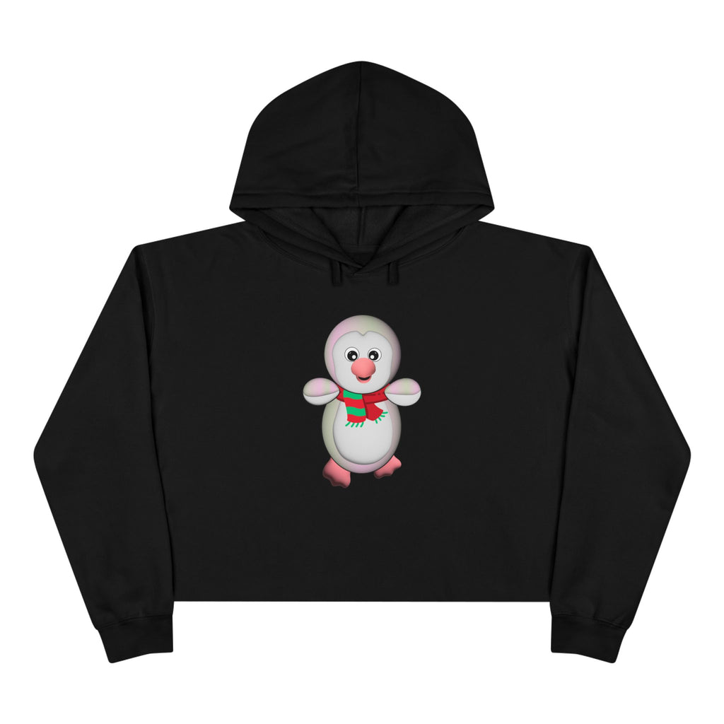 Kawaii Penguin Crop Hoodie, Cute Animal Lover Gift, Cozy Winter Top, Japanese Style Sweatshirt, Adorable Graphic Jumper