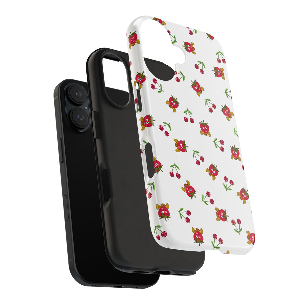 Fruit Patterned Phone Cases, Summer Fruits Phone Covers, Berry Print Tough Cases, Stylish Cell Phone Protectors, Red Fruits Phone